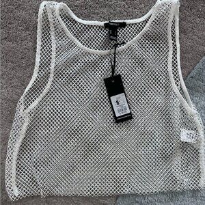 White tank top with sparkles / fish net